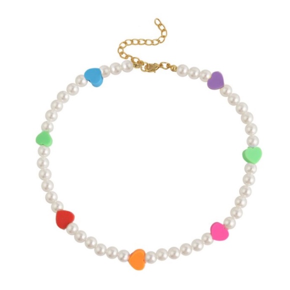 Zara summer pearl choker necklace colorful beaded - Picture 2 of 2